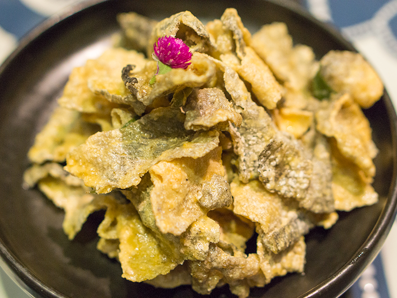 Crispy Fish Skin with Salted Egg Yolk 