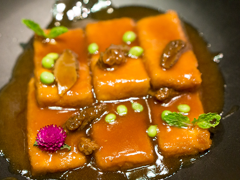 Braised Tofu with Morchella Mushroom and Abalone Sauce