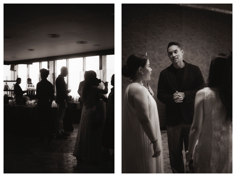 Sambil menikmati cocktail, para undangan berpindah dan berinteraksi antara ruang dalam dan luar.