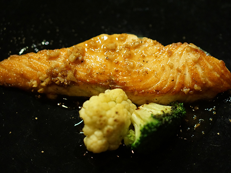 Fresh Salmon With Butter Lemon Soy Sauce