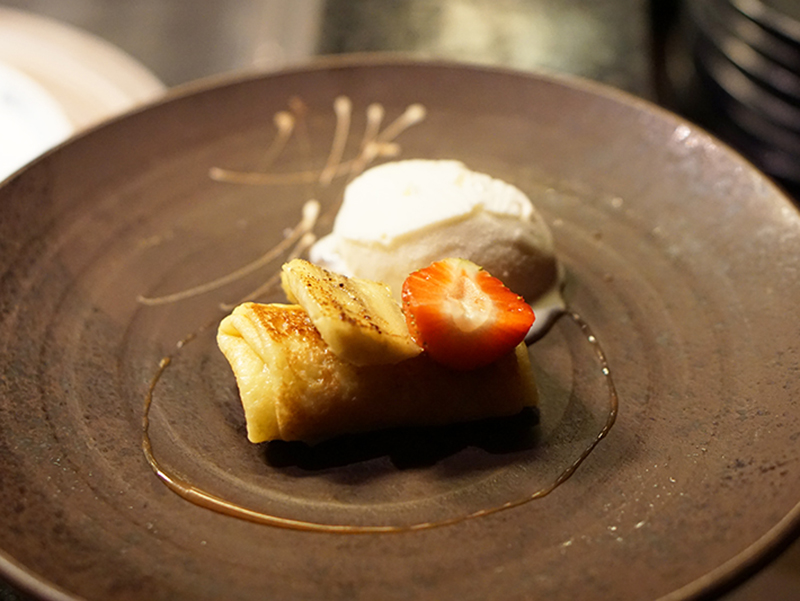 Banana Teppanyaki with Caramel Sauce and Vanilla Gelato