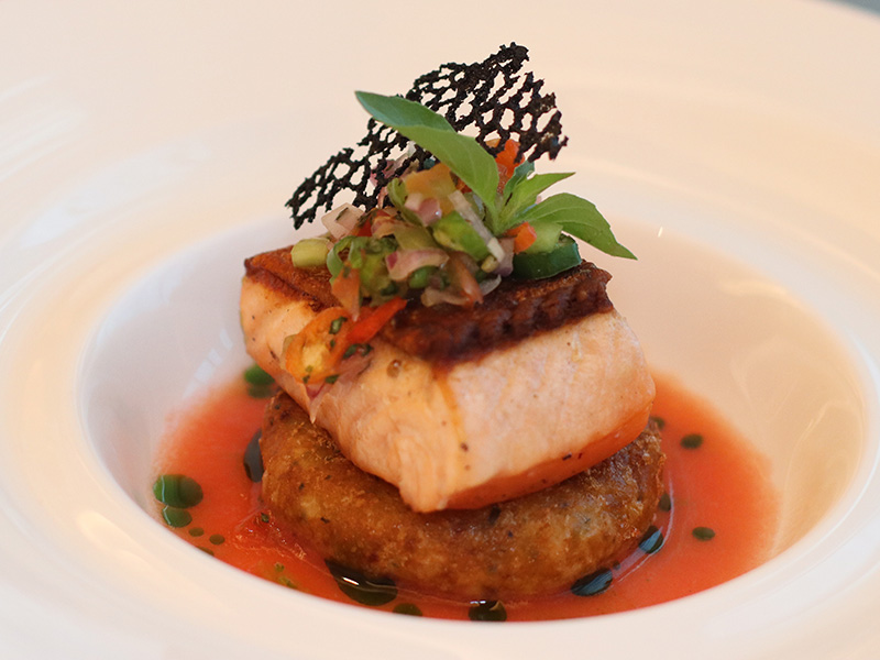 Chef Degan Septoadji - Crispy-Skinned Salmon Served with Colo-Colo Sambal